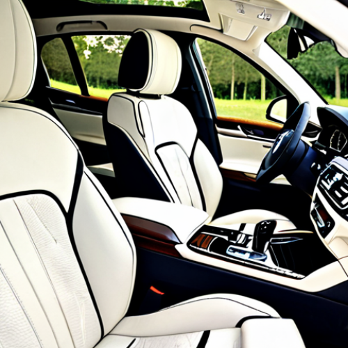 Home 22 ** Luxurious BMW X7 interior with comfortable multi-contour seats, leather and wood trim, spacious three-row seating for seven passengers, infotainment system with touchscreen, high quality materials, fully clothed, appropriate attire, safe for work, perfect anatomy, natural proportions, professional photography.
**